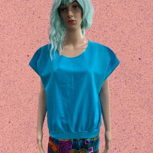 Vintage R&J sky blue oversized baggy 80’s Lightweight Short Sleeved Top Large